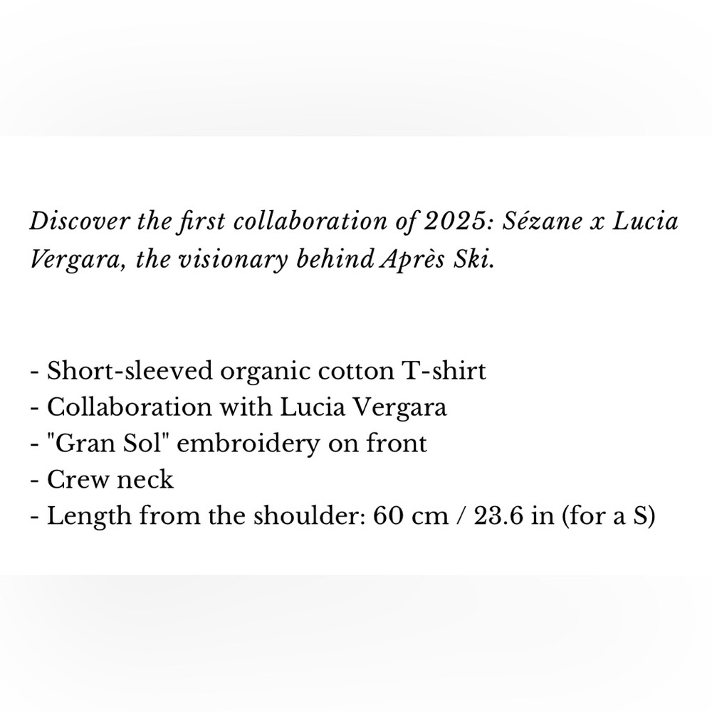 Sézane x Lucia Vergara Embroidered Gran Sol Brown T-Shirts Size Medium NWT - Picture 7 of 7